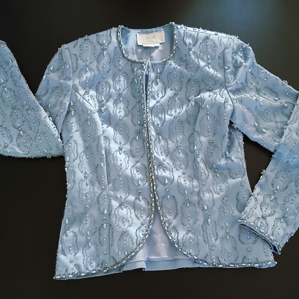SALE! $85. Elegant Light Blue Beaded Jacket